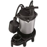 Flotec Sump Pump, 1-Phase, 0.5 HP, 115V, 4.1A, 22 ft Max Head, 960 GPH, Thermoplastic