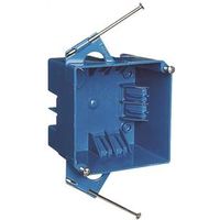 Carlon B432A Outlet Box, 2-Gang, Thermoplastic, Blue, Captive Nail Mounting, 4" SQ New Work Box