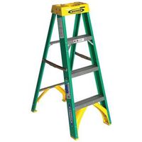 WERNER 5904 Step Ladder, 8 ft Max Reach, 3-Step, 225 lb Type II Duty Rating, Fiberglass, Yellow