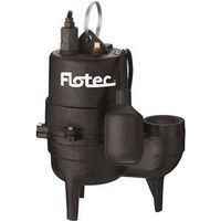 Flotec FPSE3601A-04 Sewage Pump, 0.5 HP, 13 A, 115 V, 2" Outlet, 18 ft Max Head, 9000 GPH
