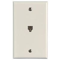 Zenith TW1001SW Telephone Wallplate, 4-1/2 in L, 2-3/4 in W, 1-Gang, White WHT Mod Wall Jack