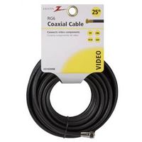 Zenith VG102506B Coaxial Cable, 25 ft L, 25' Black RG6 Coax Cable