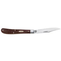 Case 00135 Folding Pocket Knife, 3-1/4 in L Blade, Brown Handle, Tru-Sharp Stainless Steel