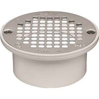 Oatey Floor Drain, 4" x 3", White, 5-1/4" OD, Solvent Weld, PVC Body