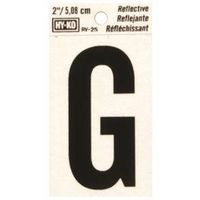Hy-Ko Reflective Vinyl Letter "G," 1.5" W x 3" H, Black Character (RV-25/G)