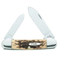 Case 00263 Folding Pocket Knife, 2.6 in Spear, 1.97 in Pen L Blade, Amber Handle, 2-Blade