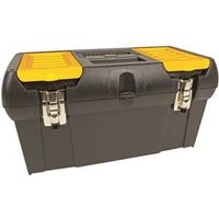 STANLEY Tool Box with Tray, 4.7 Gal, Plastic, Black, 5-Compartment, 19"
