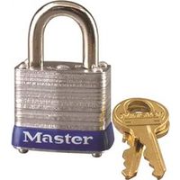 Master Lock Padlock, Keyed Different, 3/16" Shackle Diameter, Steel Body and Shackle
