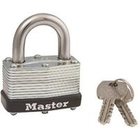 Master Lock Laminated Padlock, 9/32" Dia Steel Shackle, 1-3/4" Wide Steel Body, Different Key