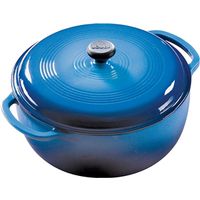 Lodge EC6D33 Dutch Oven, 6 Qt Capacity, Cast Iron, Blue, Loop Handle