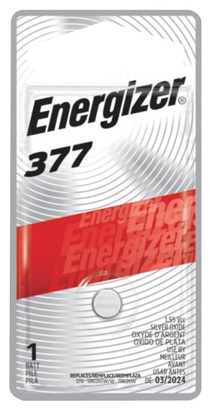 Energizer 377BPZ-2 Battery, 1.5V, 24mAh, Silver Oxide, Mercury Free