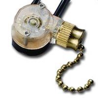 Gardner Bender GSW-32 Pull Chain Switch, 1-Pole, 125/250 VAC, 3 A, Brass
