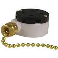 Gardner Bender GSW-34 Pull Chain Switch, 1-Pole, 125/250 VAC, 3/6 A, Brass 3 SPD