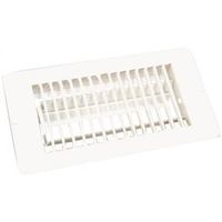 US Hardware Floor Register, 4" W Duct Opening, 8" H Duct Opening, 1-5/16" L, Steel, White