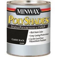 Minwax PolyShades Wood Stain and Polyurethane, Gloss, Classic Black, Liquid, 1 Qt Can
