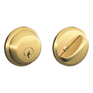 Schlage Deadbolt, SC1 Key, Bright Brass, 2-3/8, 2-3/4 in Backset (B60NV505KA4)