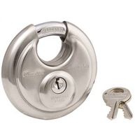 Master Lock Padlock, Keyed Different, Shrouded Shackle, 3/8" Steel Shackle, Stainless Steel Body