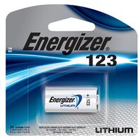 Energizer EL123AP Series EL123APBP Battery, 3V, 1500 mAh, Lithium, Manganese Dioxide