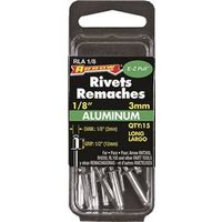Arrow RLA1/8 Pop Rivet, Long, 1/2 in Grip, 1/2 in L, Aluminum, 15 Pack