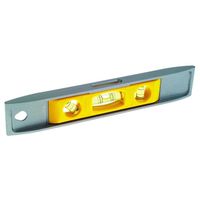 STANLEY 42-465 Torpedo Level, 9 in L, Magnetic, Aluminum, Silver/Yellow, 3-Vial