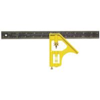 STANLEY 46-123 Combination Square, 12 in L Blade, Steel Blade, Die Cast Handle