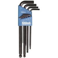 Eklind 13609 Hex Key Set, 1.5 to 10 mm, 9-Piece MET Ball Hex Key Set