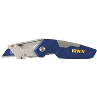 Irwin 1858319 Folding Utility Knife, 2-1/2 in L Blade, Bi-Metal Blade, Straight Handle, Blue