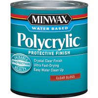 Minwax Polycrylic Waterbased Polyurethane, Gloss, Crystal Clear, 1 Qt Can
