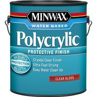 Minwax Polycrylic Water-Based Polyurethane, Gloss, Crystal Clear, 1 Gallon Can