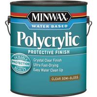 Minwax Polycrylic Waterbased Polyurethane, Semi-Gloss, Crystal Clear, 1 Gal Can