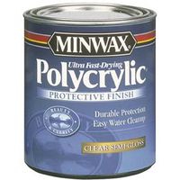 Minwax Polycrylic Waterbased Polyurethane, Semi-Gloss, Crystal Clear, 1 Qt Can