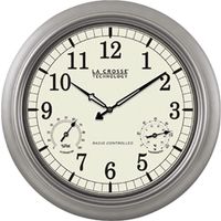 La Crosse WT-3181PL-Q Analog Clock, 18 in Dia, Round, Silver Frame, Plastic Clock Face