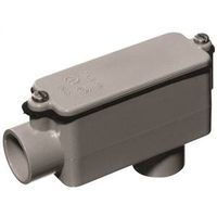 Carlon E986GR Conduit Body, 1-1/4 in Hub, 2-3/4 in OAL, PVC, Gray 1-1/4" LB Access Fitting