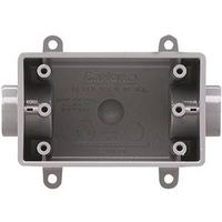Carlon E981DFN-CTN Switch Box, 1-Gang, 2-Outlet, PVC, Gray, 1/2" Hub