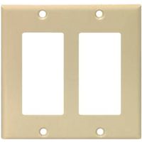 Eaton Cooper Wiring 2152 2-Gang Wall Plate, 4-1/2 in L, 4.56 in W, Ivory, High-Gloss