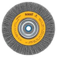 DEWALT DW4905 Wire Wheel Brush, 6 in Dia, 5/8 to 1/2 in Arbor, Crimped Bristle, 0.014 in Dia Bristle