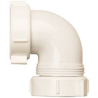Plumb Pak PP66-10W Drain Elbow, 1-1/2 in, Slip-Joint, PVC, White 90 Degree