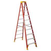 Werner 6210 Step Ladder, 10 ft H, Type IA, Fiberglass, 300 lb, 9-Step, 14 ft Max Reach