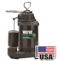 Wayne CDU800 Sump Pump, 1/2 HP, 120V, 10A, 1.5" Outlet, 20 ft Max Head, 2040 GPH, Iron