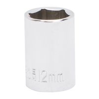 Vulcan MT6490312 Drive Socket, 12 mm, 1/4 in Drive, 6-Point, Chrome Vanadium Steel
