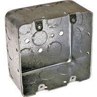 Raco 683 Square Box, 2-Gang, 17 Knockout, Steel, Gray, Pre-Galvanized