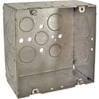 Raco 8265 Outlet Box, 2-Gang, 12 Knockout, Steel, Gray, 4-11/16 x 2-1/8 D SQ Box