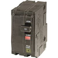 Square D QO QO215CP Circuit Breaker, Mini, 15 A, 2-Pole, Plug Mounting, Black