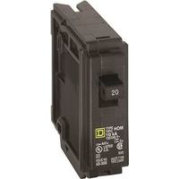 Square D Homeline HOM120CP Mini Circuit Breaker, 20 A, 1-Pole, 120 V, Fixed Trip, Black