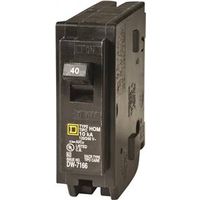Square D Homeline HOM140CP Circuit Breaker, Mini, 40 A, 1-Pole, 120 V, Fixed Trip, Black