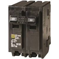 Square D Homeline HOM250CP Circuit Breaker, Mini, 50 A, 2-Pole, 120/240 V, Plug Mounting, Black