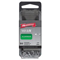 Arrow WA1/8 Washer, 1/8 in ID, Aluminum, 30 Pack