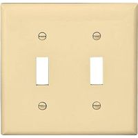 Eaton Wiring Devices 5139V-BOX 2-Gang Wall Plate, Nylon, Ivory, High-Gloss, 4-1/2 in L, 4.56 in W