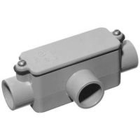 Carlon E983FR-CTN Conduit Body, 1" Hub, 6-7/8" OAL, PVC, Gray 1" T PVC Access Fitting