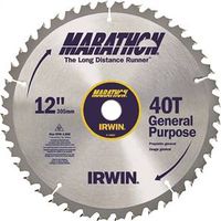 Irwin Marathon 14080 Table Saw Blade, 12" Diameter, 1" Arbor, 40 Teeth, Carbide Cutting Edge
